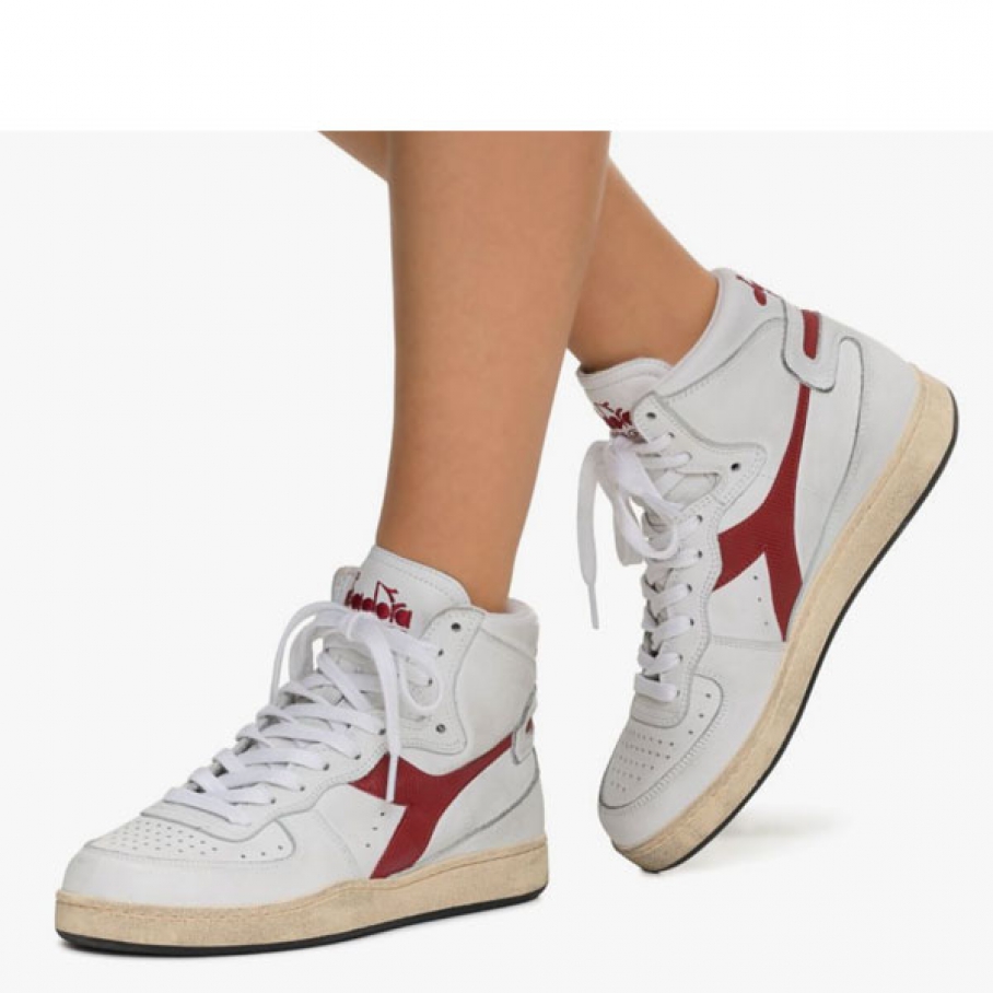 LUUKS - Diadora Heritage - Diadora sneaker Mi basket used white red