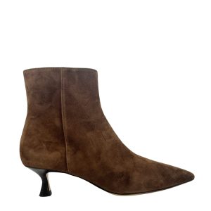 Mara Bini puntige enkellaars bruin suede dames