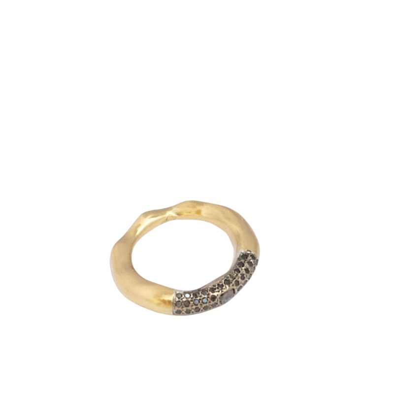 Rosa Maria copper Sei ring black and brown diamonds