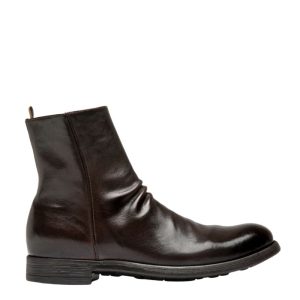 Officine Creative Chronicle 058 Dark Brown Leather Ankle Boots for Men